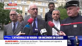 Incendie de la flèche de la cathédrale de Rouen: "Nous avons sollicité le concours d'équipes spécialisées dans la préservation des biens mobiliers" annonce le préfet de Seine-Maritime