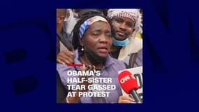 Capture d'une vidéo dans laquelle Auma Obama répond aux questions la chaîne américaine CNN, lors d'une manifestation antigouvernementale à Nairobi au Kenya, le 25 juin 2024.