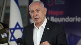 Le Premier ministre israélien Benjamin Netanyahu s'exprime lors d'une conférence de presse, à Ramat Gan en Israël, le 8 juin 2024.