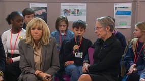 Brigitte Macron et Élisabeth Borne, le 9 novembre 2023 au collège Claude Debussy à Paris