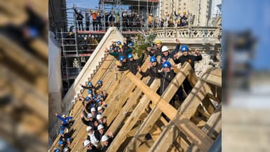 La cathédrale Notre-Dame de Paris a retrouvé, le 8 mars 2024, la charpente de sa nef, ravagée avec sa flèche dans l'incendie de 2019.