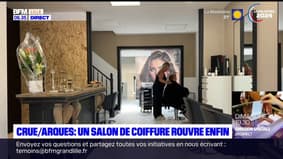 Crues dans le Pas-de-Calais: un salon de coiffure rouvre après plusieurs mois de fermeture à Arques