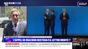 Depuis Washington où il participe à un sommet de l'Otan, Emmanuel Macron affirme qu'il ne fera "aucun commentaire de politique nationale ici"