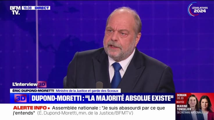 Éric Dupond-Moretti assure qu'il aurait "un petit pincement au cœur" s'il devait quitter le ministère de la Justice