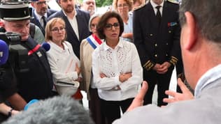 Rachida Dati, ministre de la Culture, en déplacement à Rouen après l'incendie de la cathédrale jeudi 11 juillet.