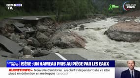 Isère: les images d'une route coupée en deux après les crues 