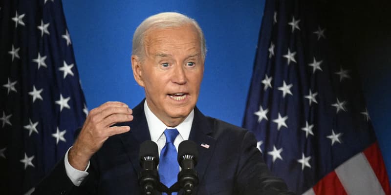 Joe Biden lors d'une conférence de presse à Washington, le jeudi 11 juillet 2024