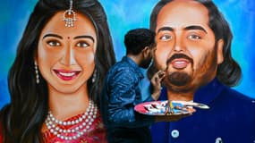 Le 10 juillet 2024, les portraits peints de Radhika Merchant et d'Anant Ambani, dont le mariage est célébré en grande pompe en Inde