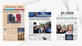 Les premières pages d'El Pais, le Financial Times et le Guardian le 8 juillet 2024.