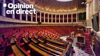 Les sièges vides de l'Assemblée nationale à Paris le 8 juillet 2024, au lendemain du second tour des élections législatives.