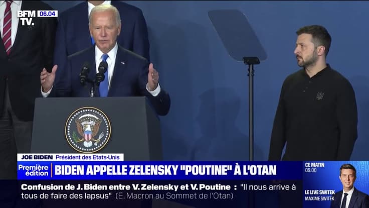 Otan: Joe Biden annonce par erreur le "président Poutine" au moment d'accueillir Volodymyr Zelensky