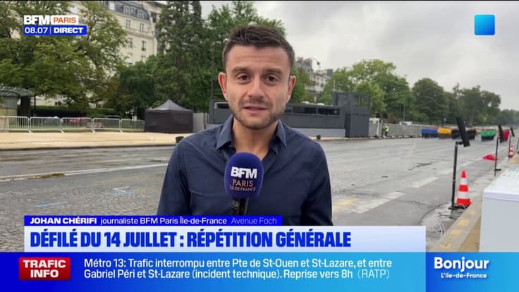 Répétition générale du défilé du 14-Juillet sur l'avenue Foch