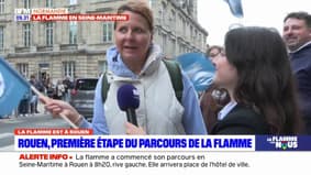 Une touriste italienne a profité de son passage à Rouen pour venir sur le parcours de la flamme