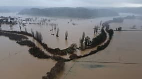 Zone inondée au Chili, dans la région d'Arauco, le jeudi 13 juin 2024